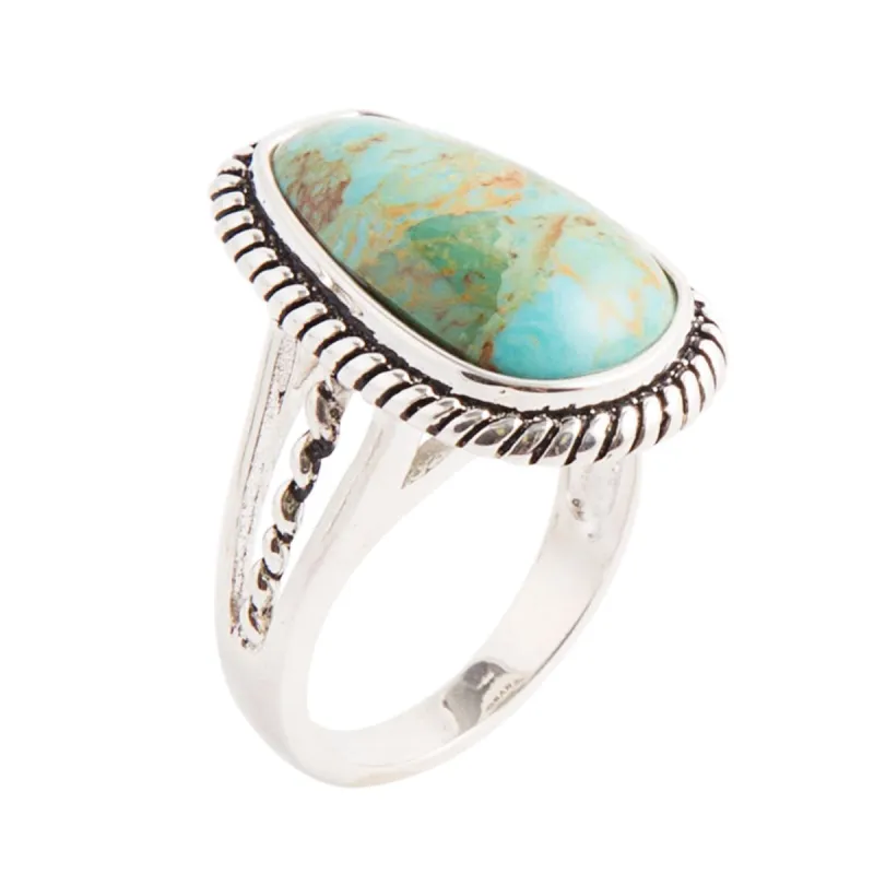 Roped Turquoise Ring - Sterling Silver sold by Barse