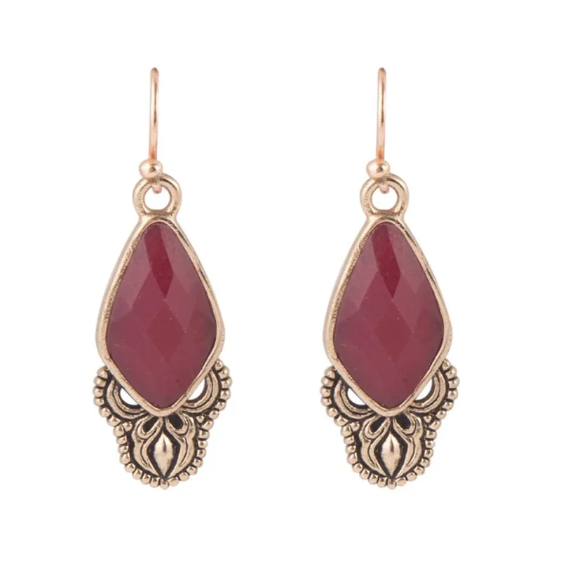 Elegant Bordeaux Quartz Earrings sold by Barse
