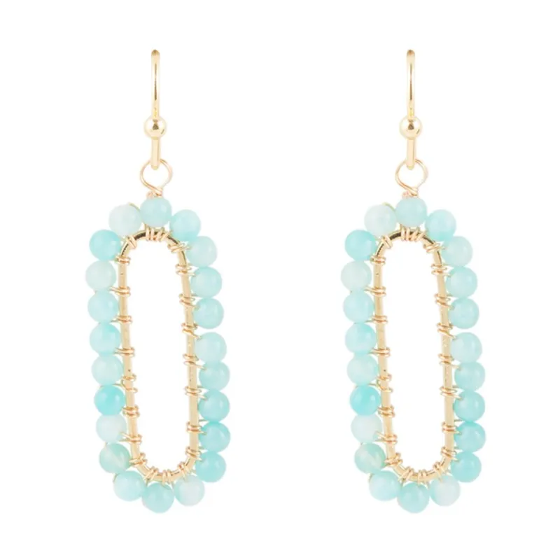 Teal Agate Endless Loop Earrings sold by Barse