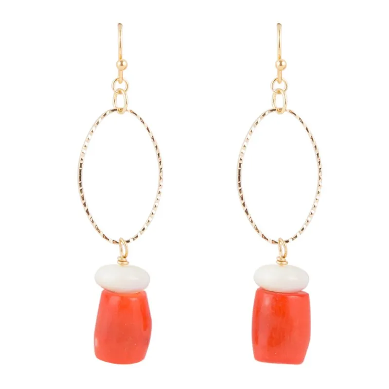 Orange Coral Cream Earrings sold by Barse