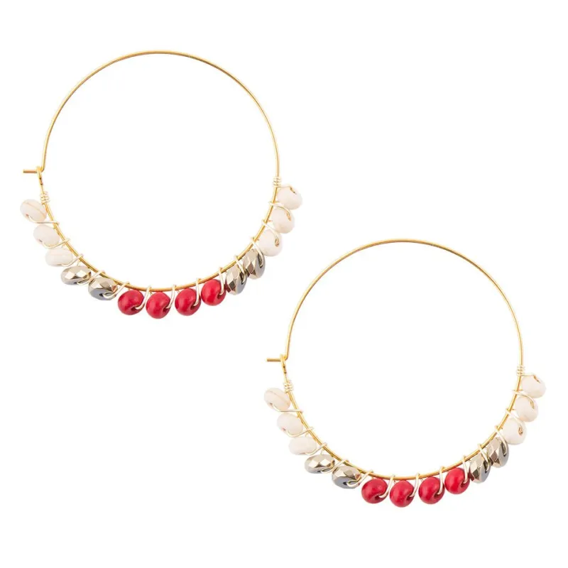 Sepia Red Hoop Earrings sold by Barse