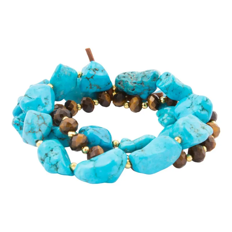 Smoky Brown Tiger's Eye Golden Stretch Bracelet Set sold by Barse