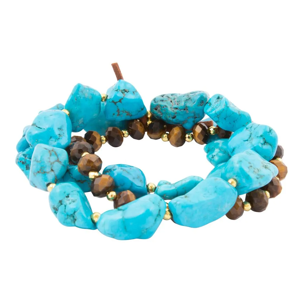 Smoky Brown Tiger's Eye Golden Stretch Bracelet Set sold by Barse