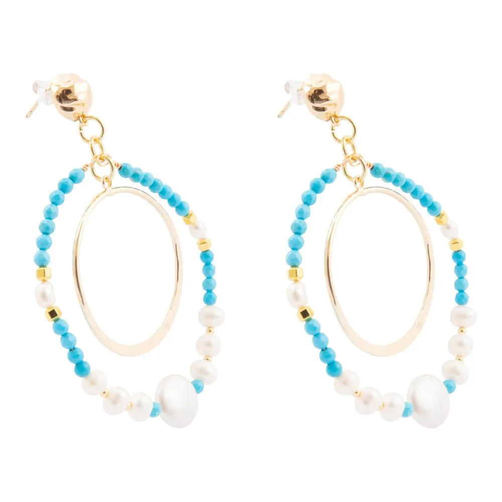 Hepburn Blue Magnesite Double Loop Golden Earrings sold by Barse product image thumbnail 4