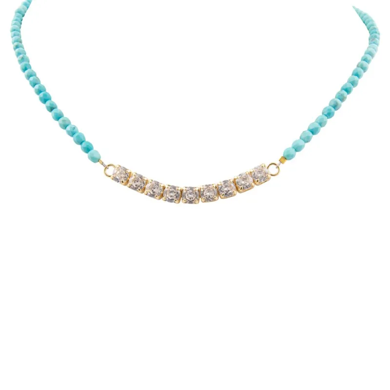 Hepburn Blue Magnesite Golden Necklace sold by Barse