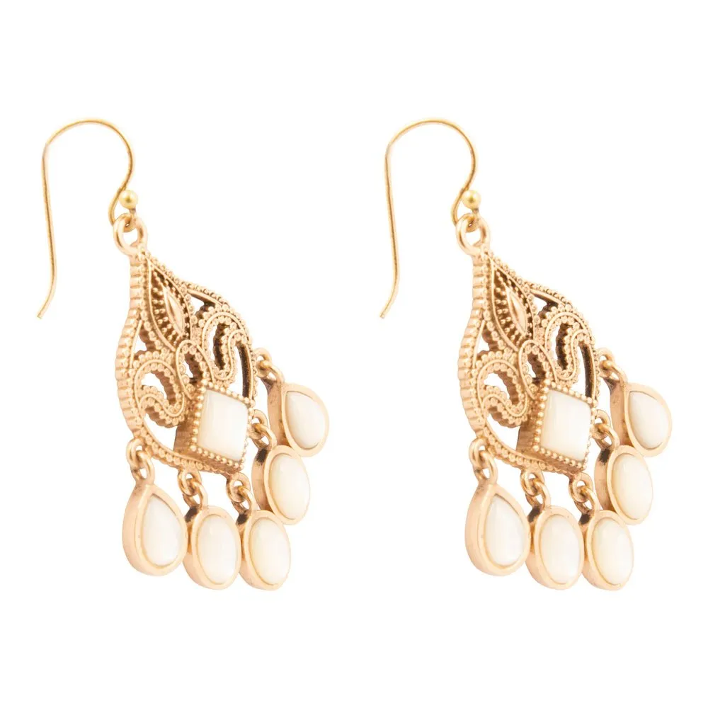 Luscious White Mother of Pearl Golden Chandelier Earrings sold by Barse product image thumbnail 4