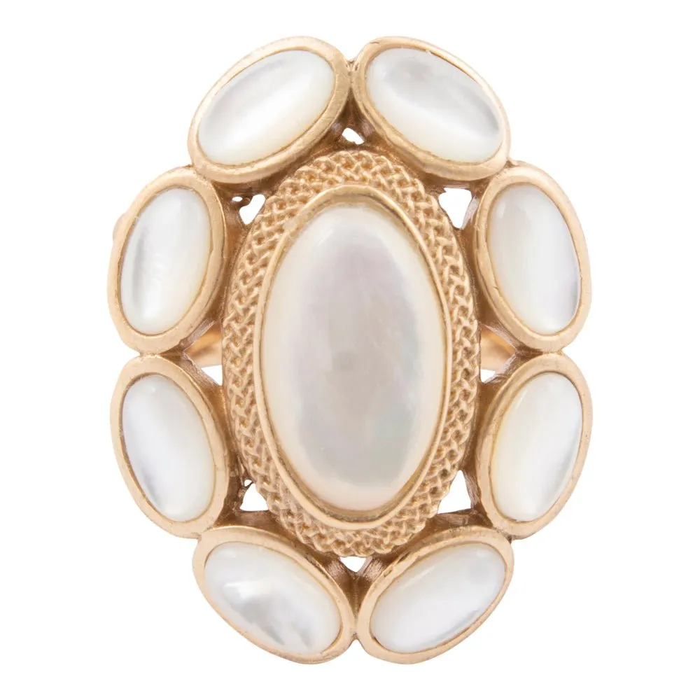 White Mother of Pearl Ovation Golden Statement Ring sold by Barse product image thumbnail 4