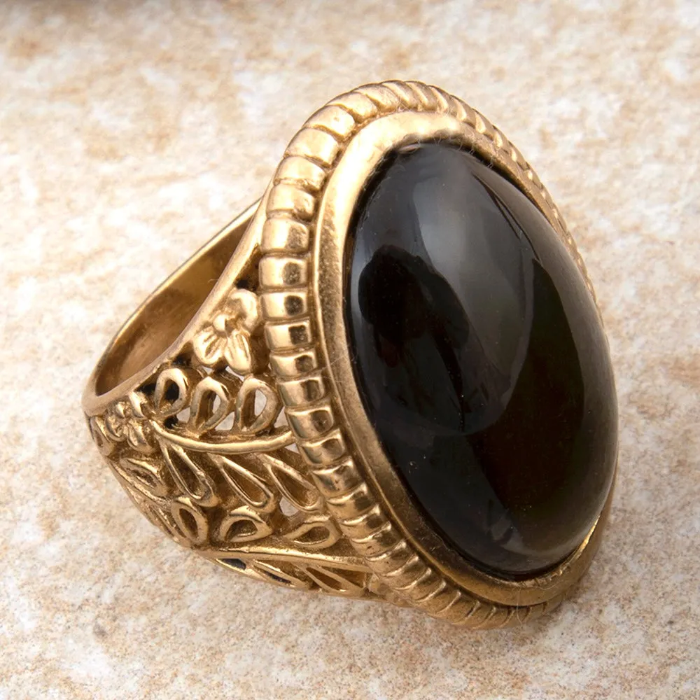 Brown Smoky Quartz Shimmer Golden Statement Ring sold by Barse product image thumbnail 3