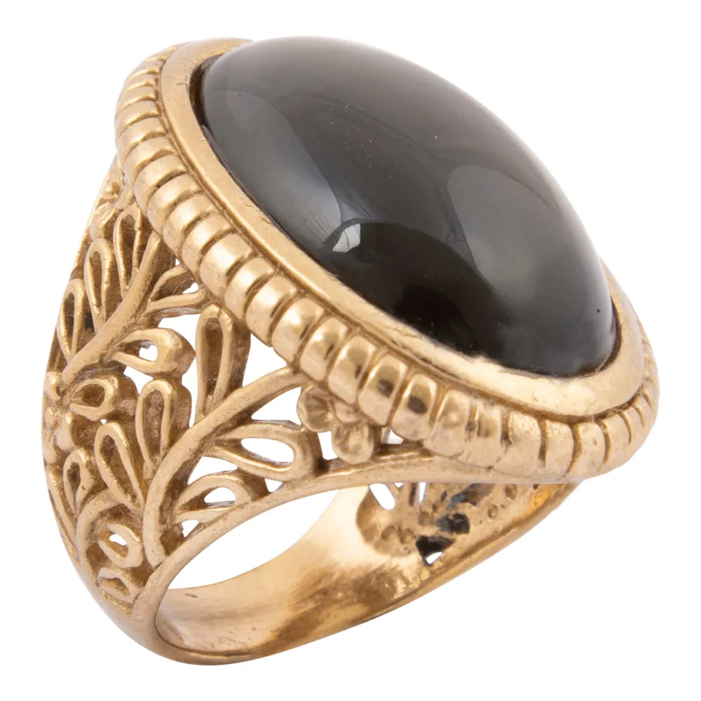 Brown Smoky Quartz Shimmer Golden Statement Ring sold by Barse
