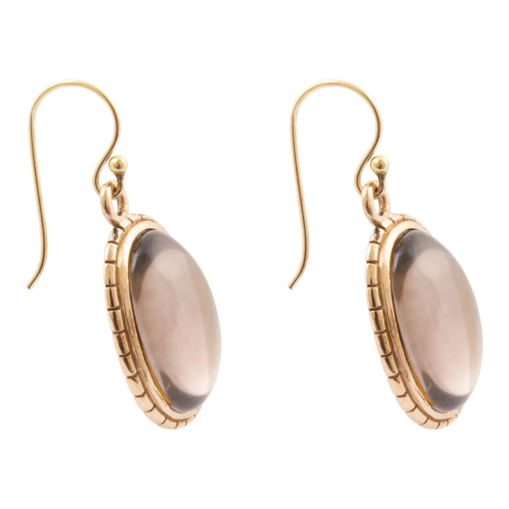 Brown Smoky Quartz Shimmer Golden Drop Earrings sold by Barse product image thumbnail 4