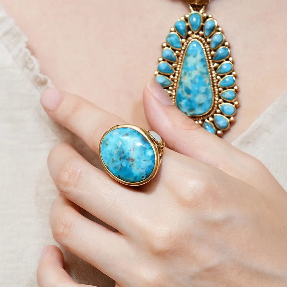 White Mother of Pearl Petals Golden Statement Ring sold by Barse product image thumbnail 2