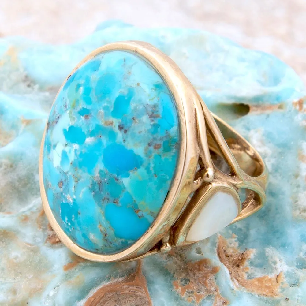 White Mother of Pearl Petals Golden Statement Ring sold by Barse product image thumbnail 3