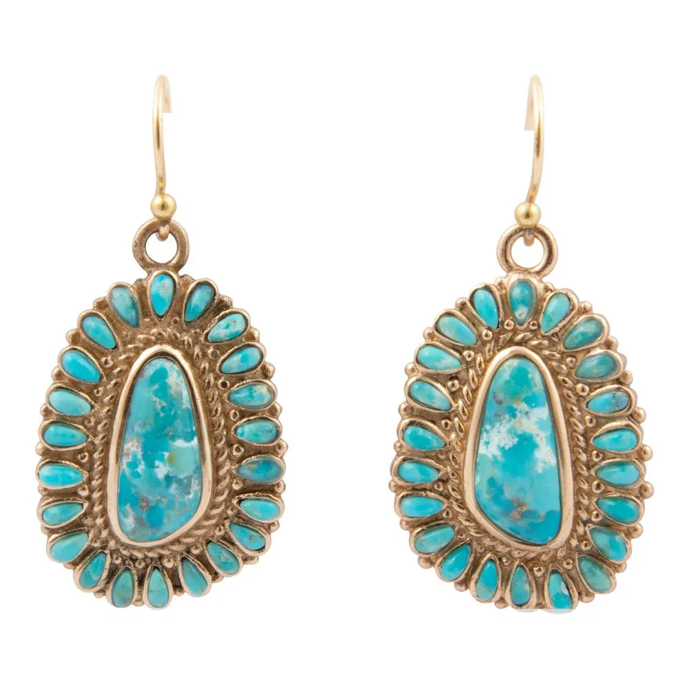 Sedona Blue Turquoise Golden Drop Earrings sold by Barse