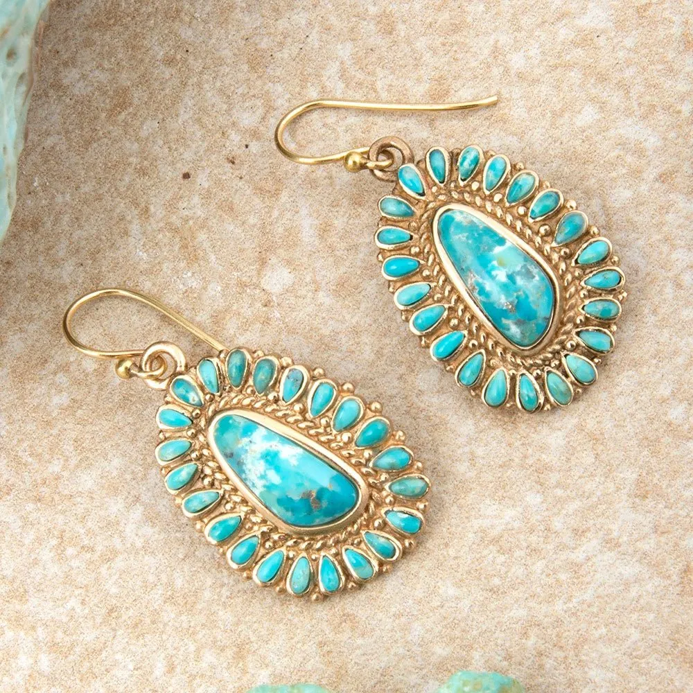 Sedona Blue Turquoise Golden Drop Earrings sold by Barse product image thumbnail 3