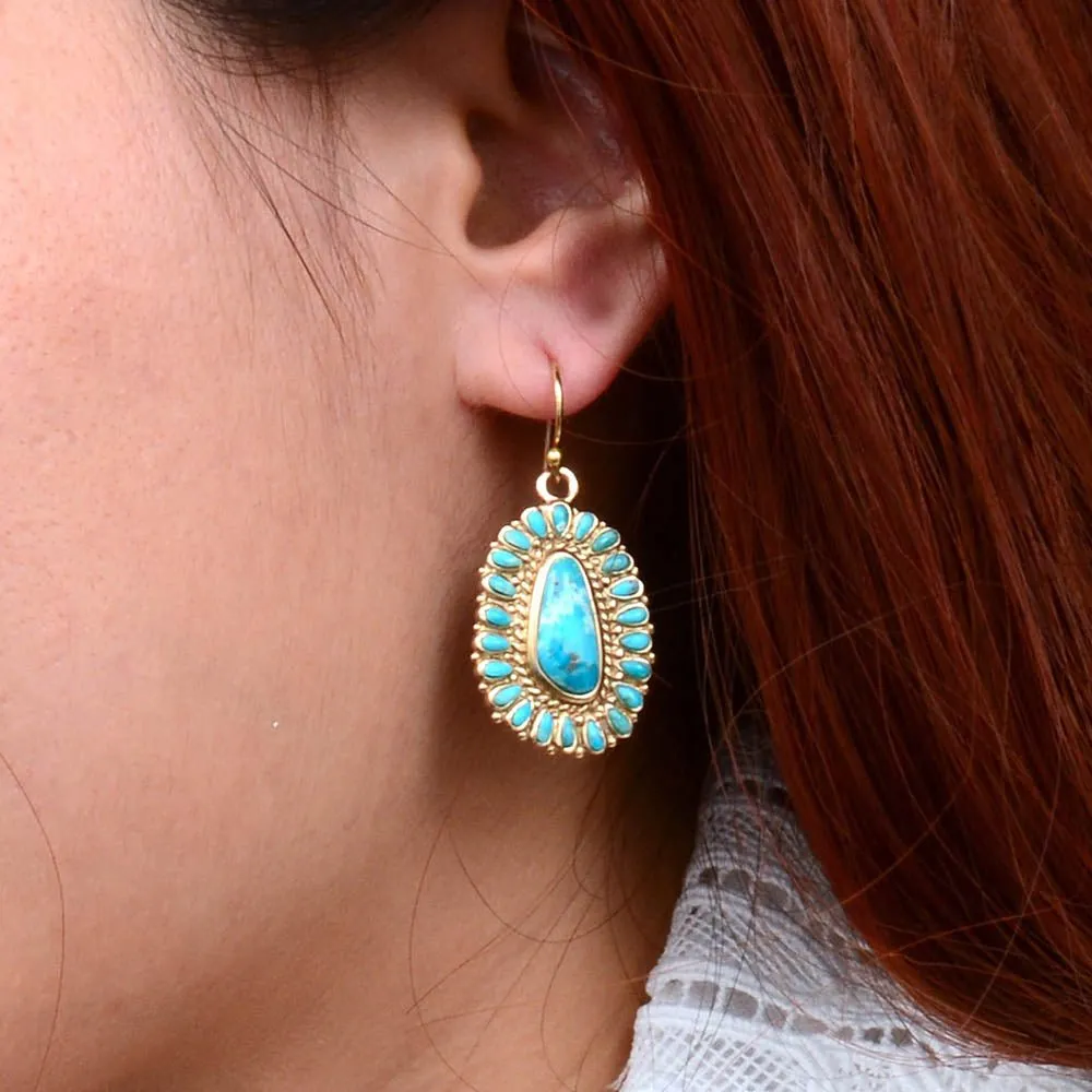 Sedona Blue Turquoise Golden Drop Earrings sold by Barse product image thumbnail 2