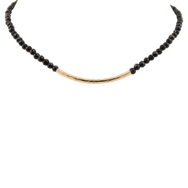 Black Onyx Golden Bar Necklace sold by Barse