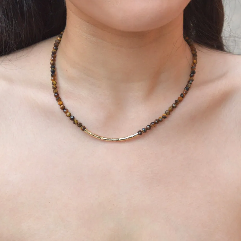 Brown Tiger's Eye Golden Bar Necklace sold by Barse product image thumbnail 2