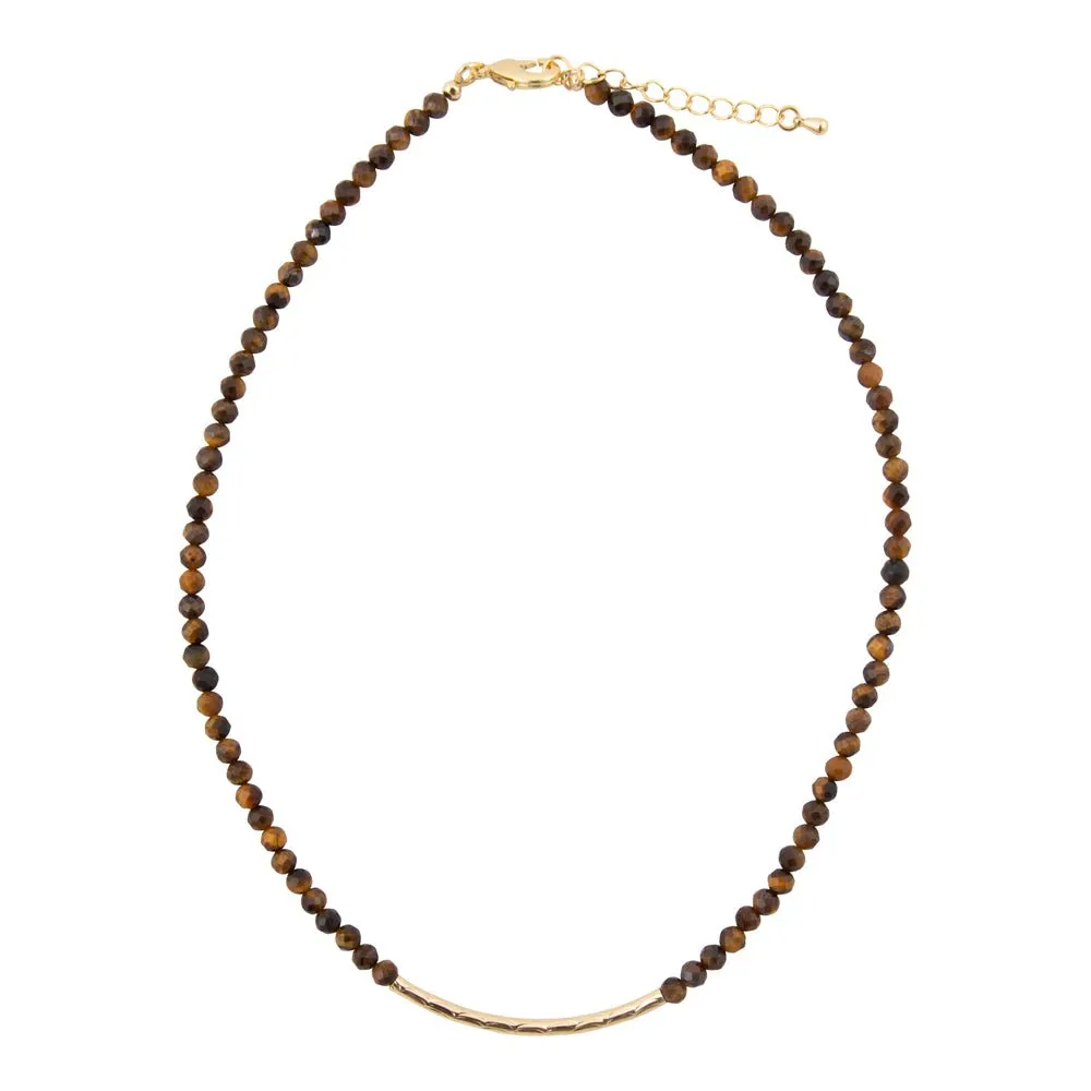 Brown Tiger's Eye Golden Bar Necklace sold by Barse product image thumbnail 3