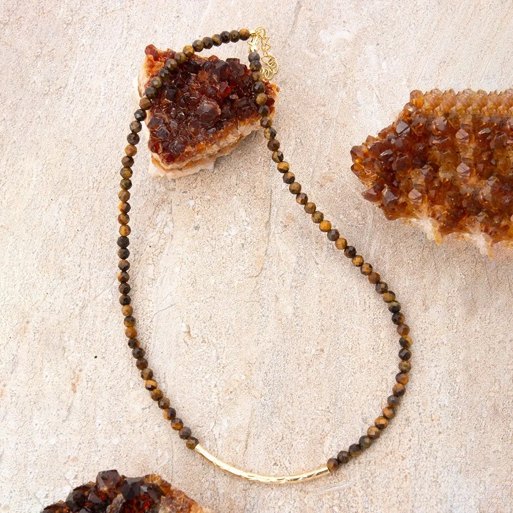 Brown Tiger's Eye Golden Bar Necklace sold by Barse product image thumbnail 4