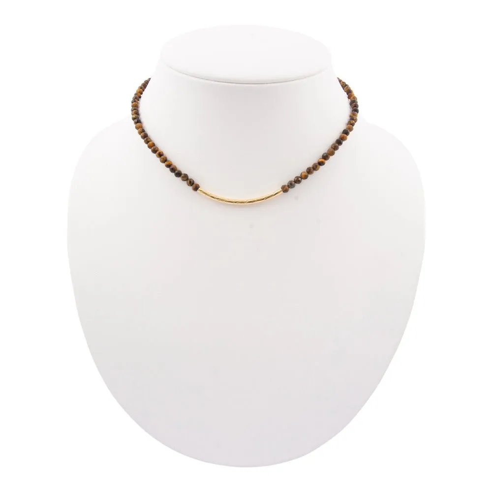 Brown Tiger's Eye Golden Bar Necklace sold by Barse product image thumbnail 5