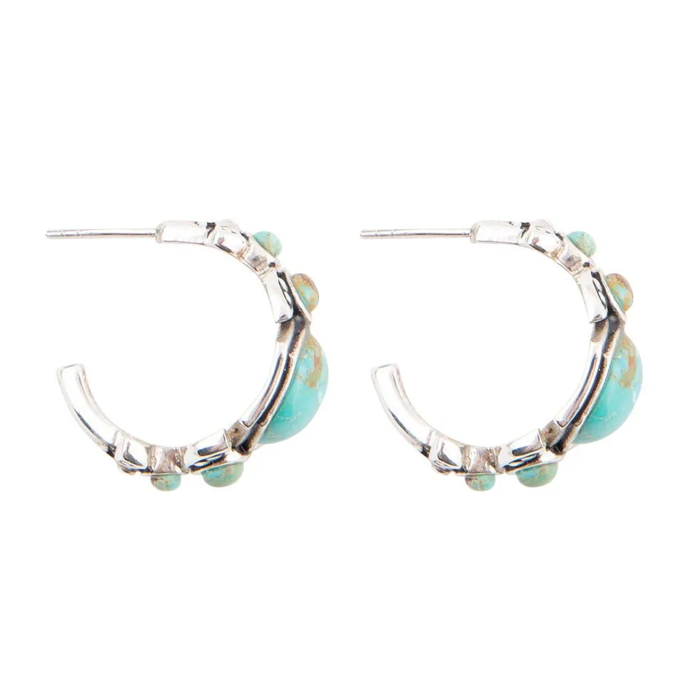 Emile Blue Turquoise Sterling Silver Hoop Earrings sold by Barse product image thumbnail 4