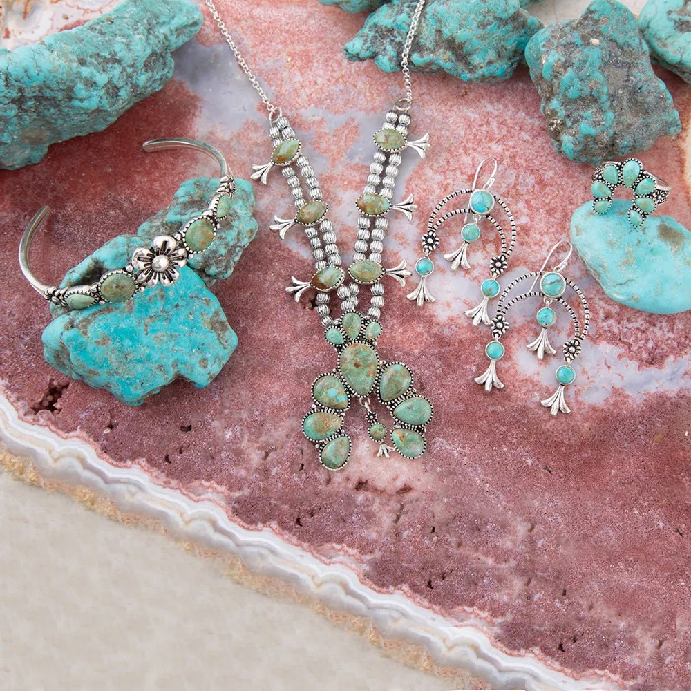 Squash Blossom Statement Blue Turquoise and Sterling Silver Necklace sold by Barse product image thumbnail 5