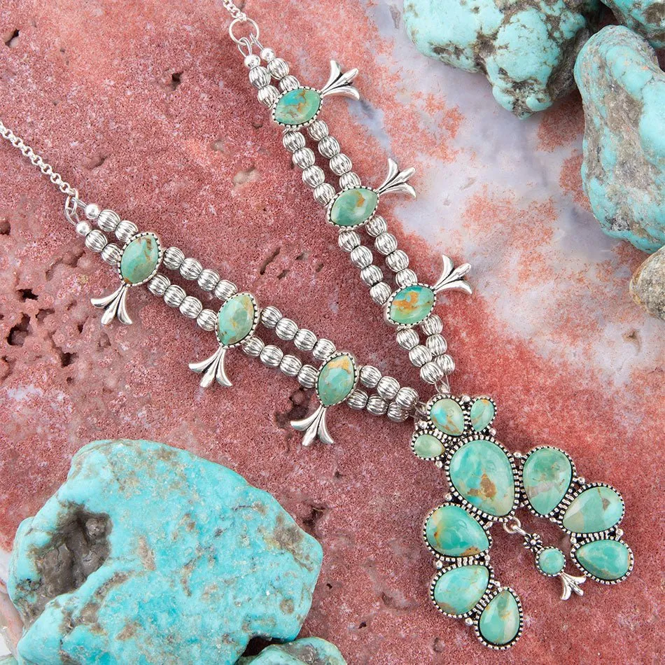 Squash Blossom Statement Blue Turquoise and Sterling Silver Necklace sold by Barse product image thumbnail 3