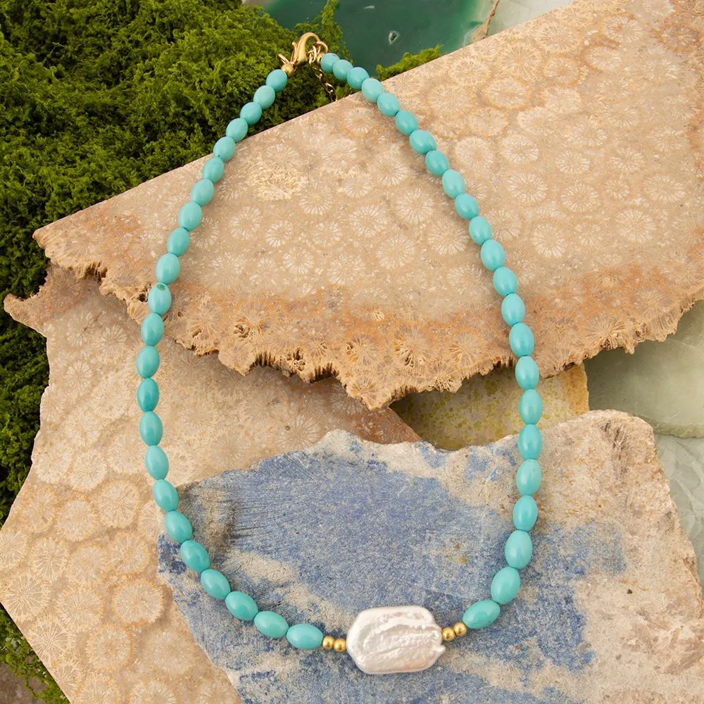 Blue Turquoise Cirrus Golden Necklace sold by Barse product image thumbnail 4