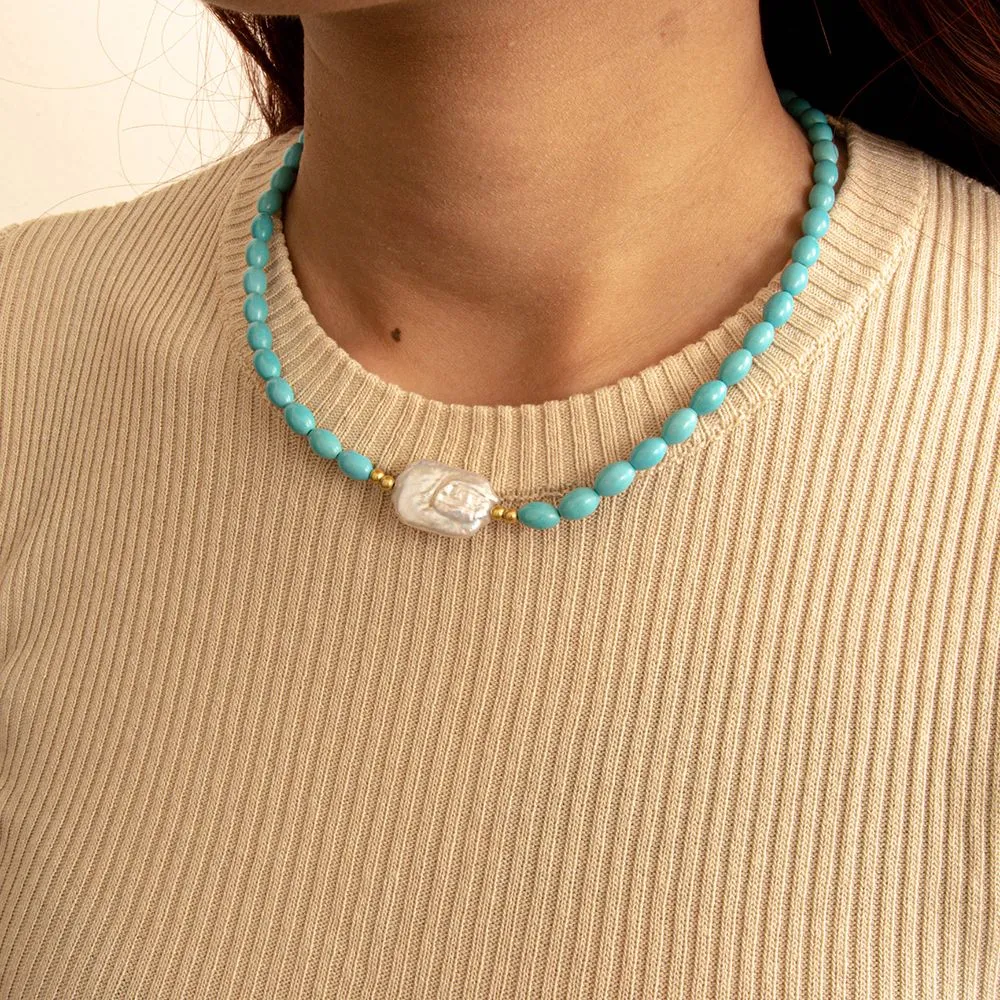 Blue Turquoise Cirrus Golden Necklace sold by Barse product image thumbnail 2
