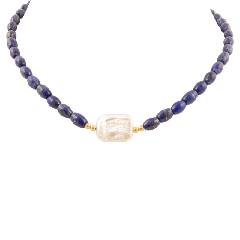 Blue Lapis Cirrus Golden Necklace sold by Barse