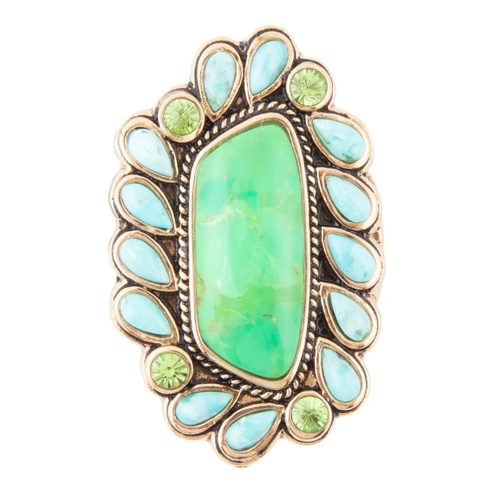 Legacy Lime Green and Blue Turquoise Golden Statement Ring sold by Barse product image thumbnail 4