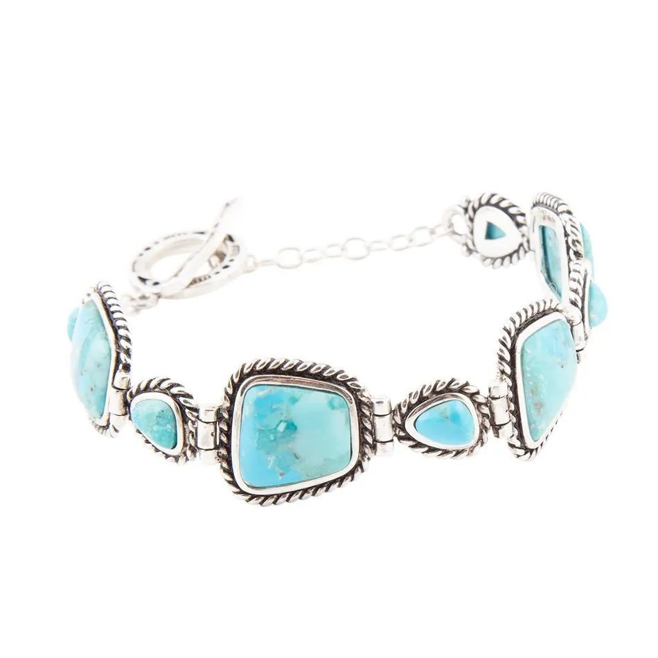 Sedona Blue Turquoise and Sterling Silver Toggle Bracelet sold by Barse