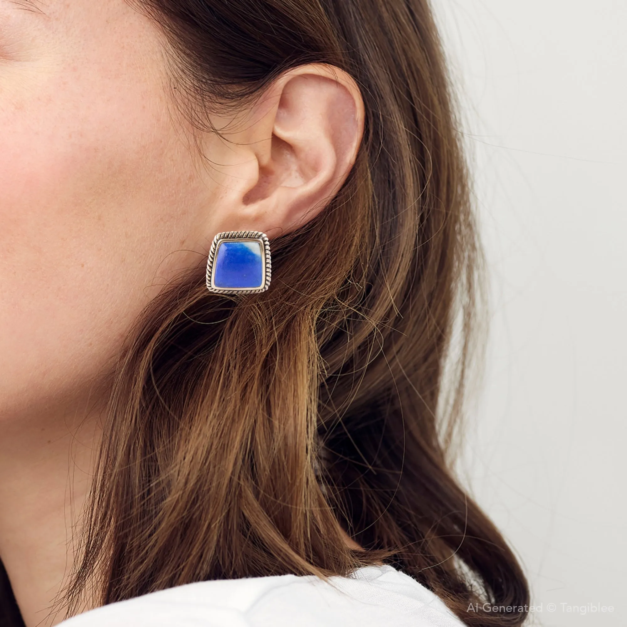 Roped Blue Lapis Golden Clip Earrings sold by Barse product image thumbnail 4
