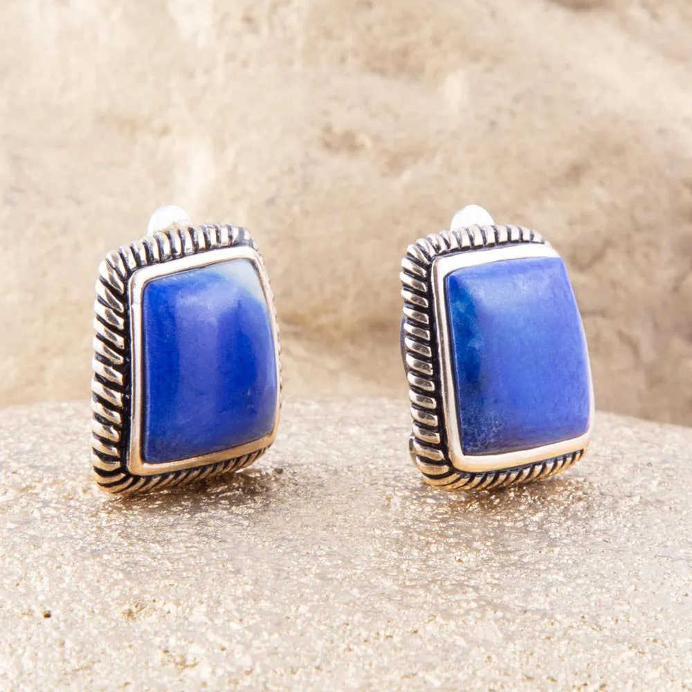 Roped Blue Lapis Golden Clip Earrings sold by Barse product image thumbnail 2