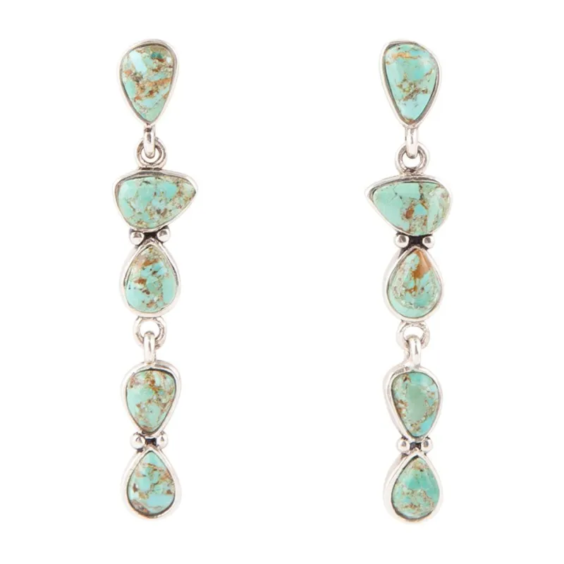 Durango Blue Turquoise and Sterling Silver Linear Post Earrings sold by Barse