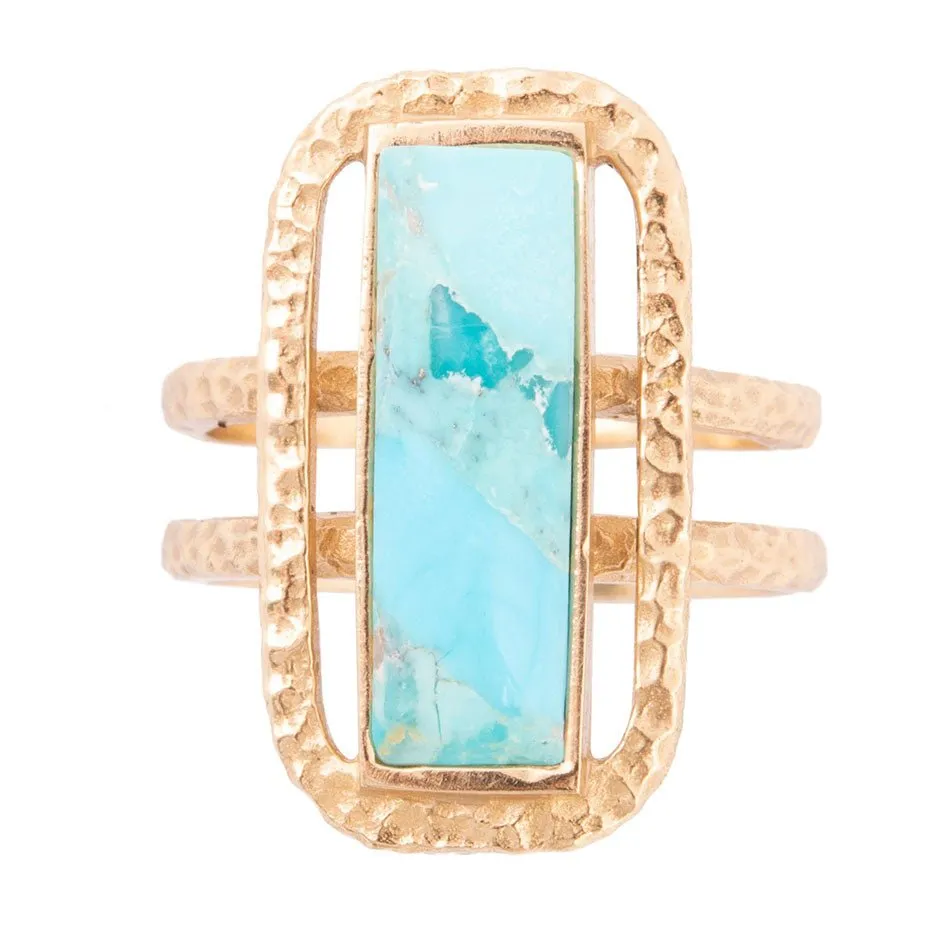 Willa Blue Turquoise Golden Statement Ring sold by Barse product image thumbnail 4