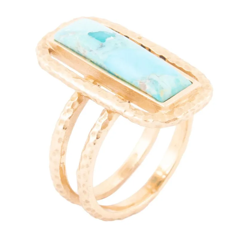 Willa Blue Turquoise Golden Statement Ring sold by Barse