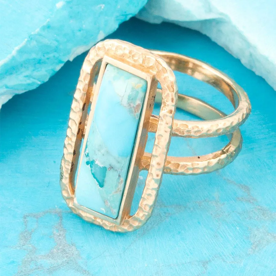 Willa Blue Turquoise Golden Statement Ring sold by Barse product image thumbnail 2
