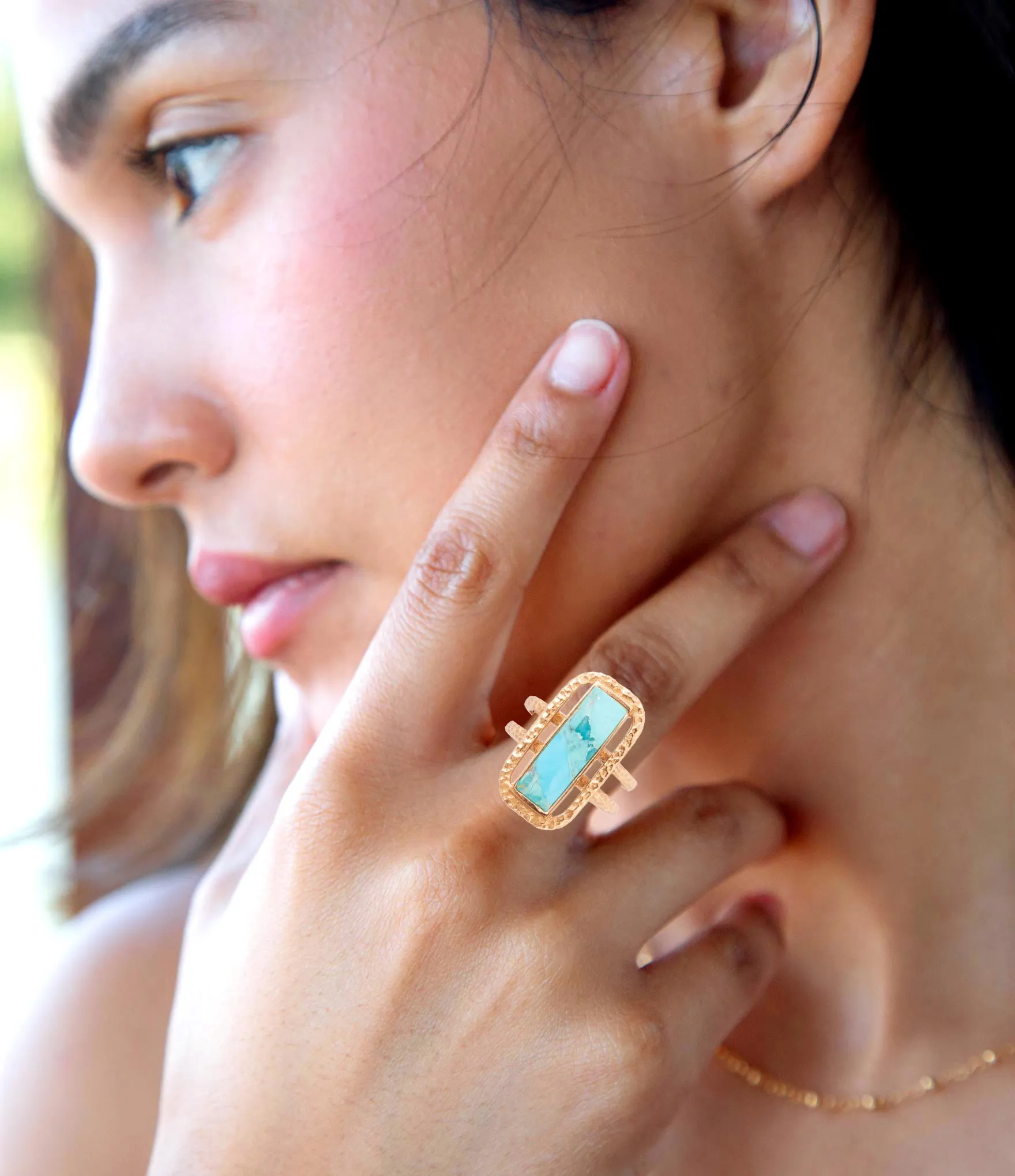 Willa Blue Turquoise Golden Statement Ring sold by Barse product image thumbnail 3