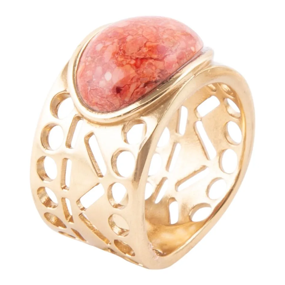 Pharoah Orange Sponge Coral and Golden Bronze Ring sold by Barse