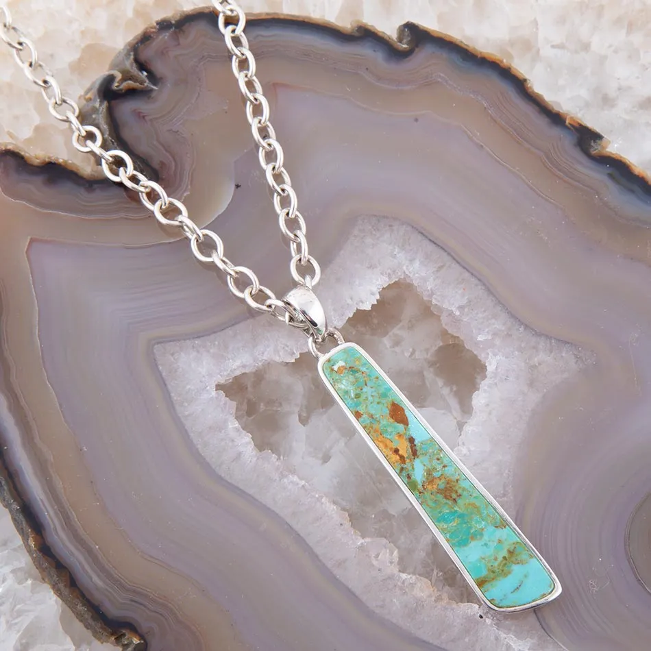 Pueblo Blue Turquoise and Sterling Silver Pendant Necklace sold by Barse product image thumbnail 2