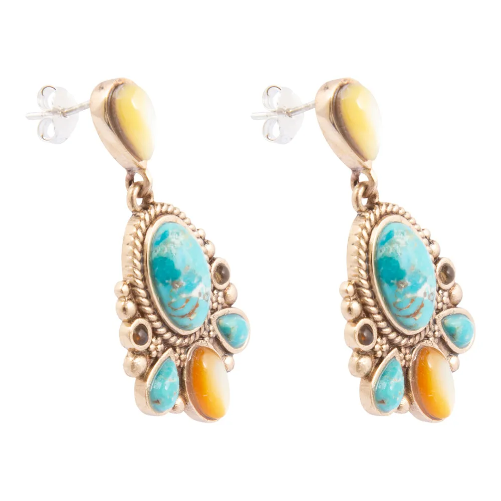 Barcelona Blue Turquoise and Caramel Mother of Pearl Post Earrings sold by Barse product image thumbnail 4