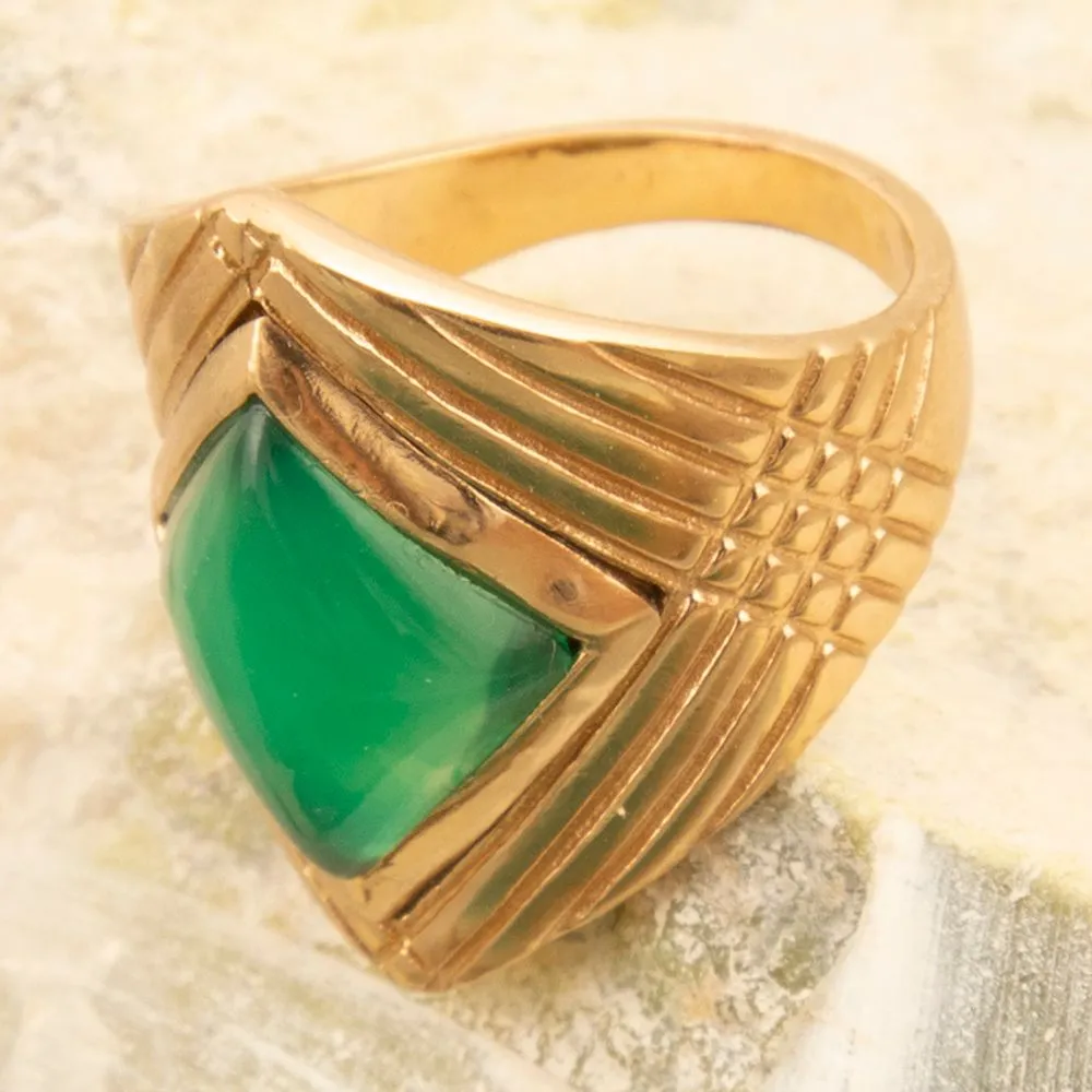 Green Agate Golden Statement Ring sold by Barse product image thumbnail 3
