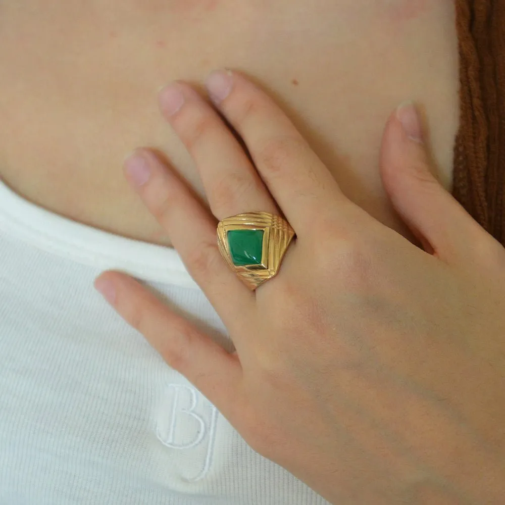 Green Agate Golden Statement Ring sold by Barse product image thumbnail 2