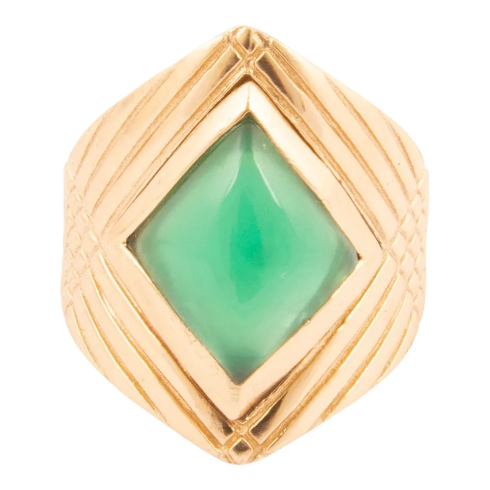 Green Agate Golden Statement Ring sold by Barse product image thumbnail 4