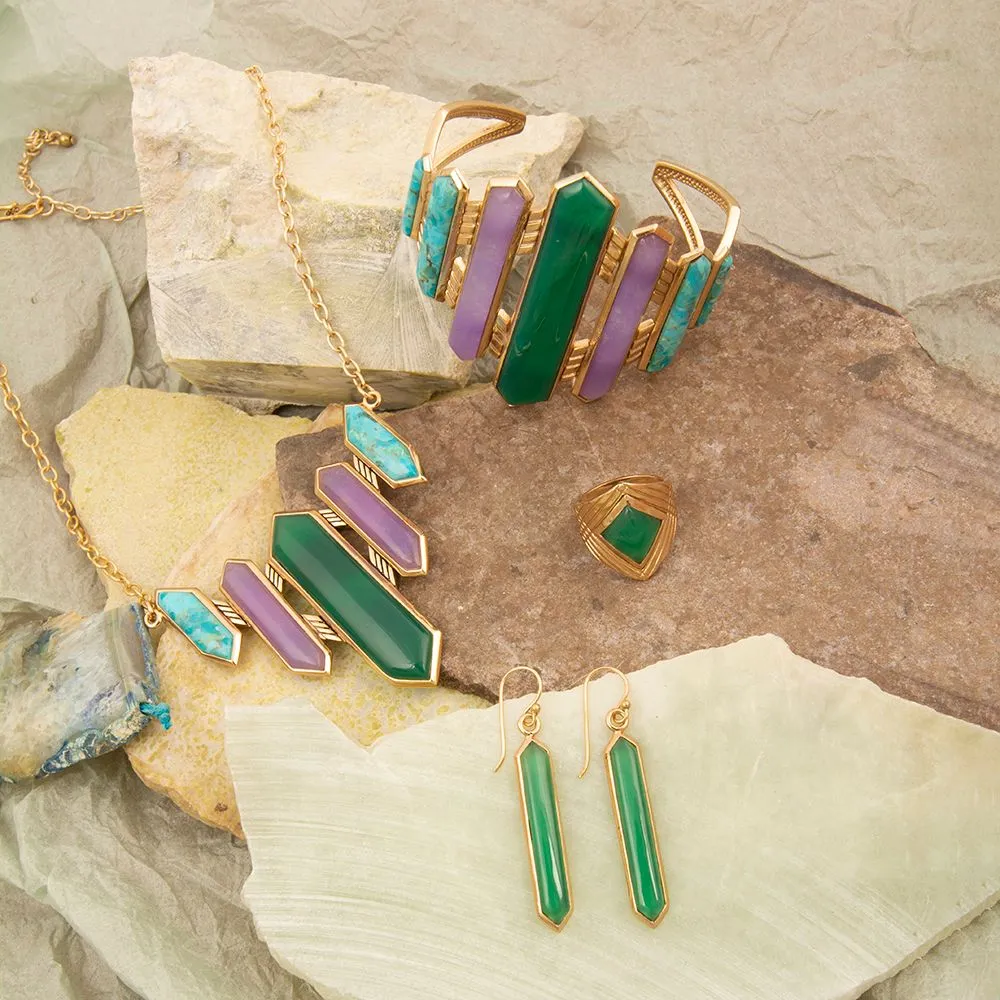 Green Agate Golden Statement Ring sold by Barse product image thumbnail 5