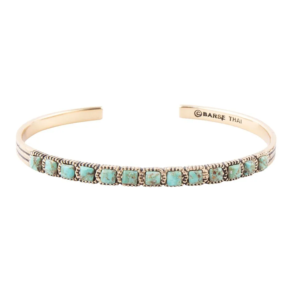 In Line Blue Turquoise Golden Cuff Bracelet sold by Barse product image thumbnail 3