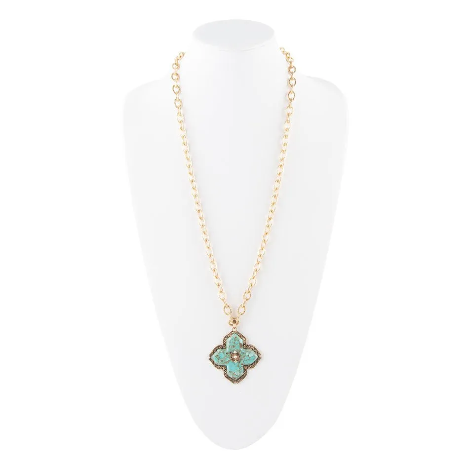 Blue Turquoise Maltese Golden Cross Pendant sold by Barse product image thumbnail 4