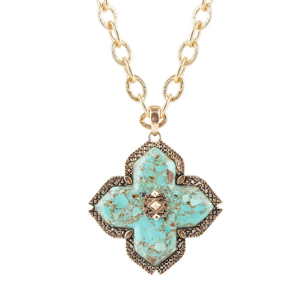 Blue Turquoise Maltese Golden Cross Pendant sold by Barse