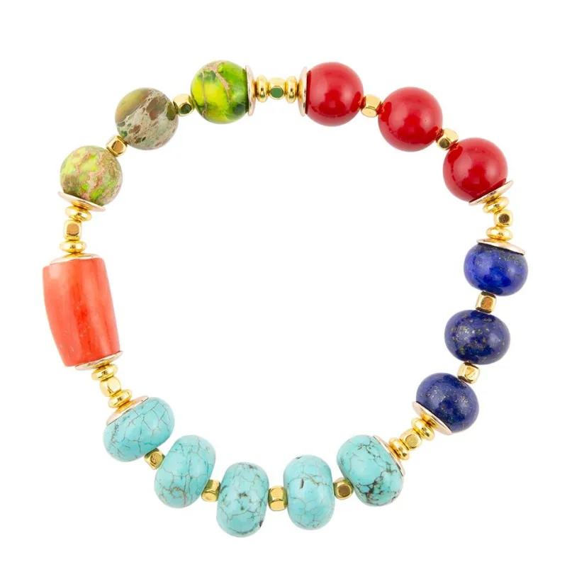 Zion Multi-Color Chunky Stretch Bracelet sold by Barse